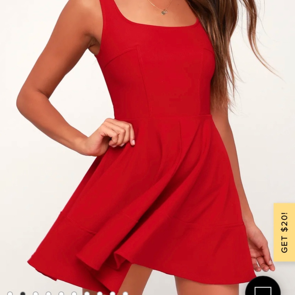 Lulus Home Before Daylight Red Skater square neck Aline